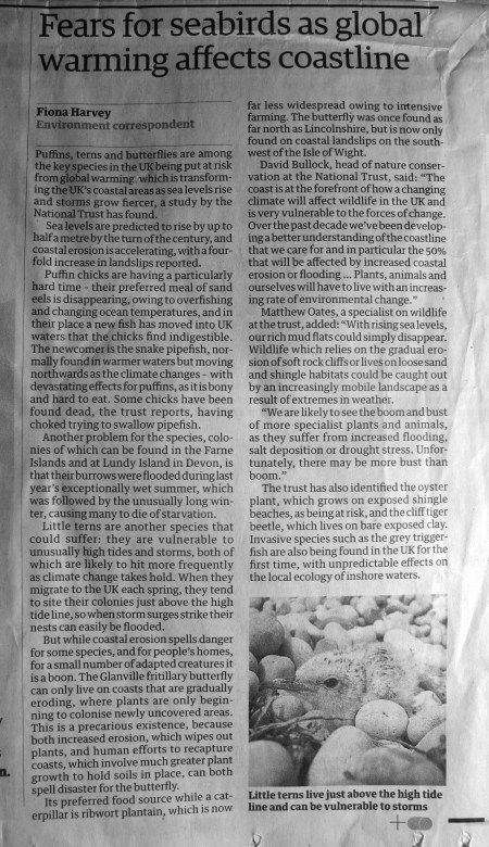 Fiona Harvey, Environmental Correspondent, Page 14, The Guardian, Friday 23 August 2013.